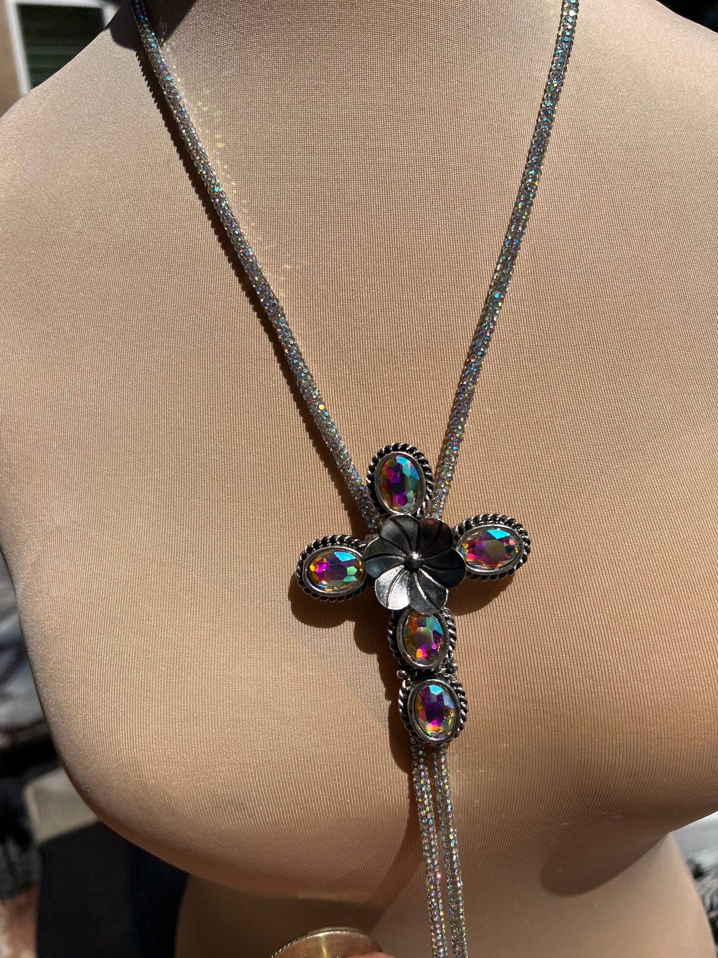 Cross Boho Cowgirl Rhinestone Bolo