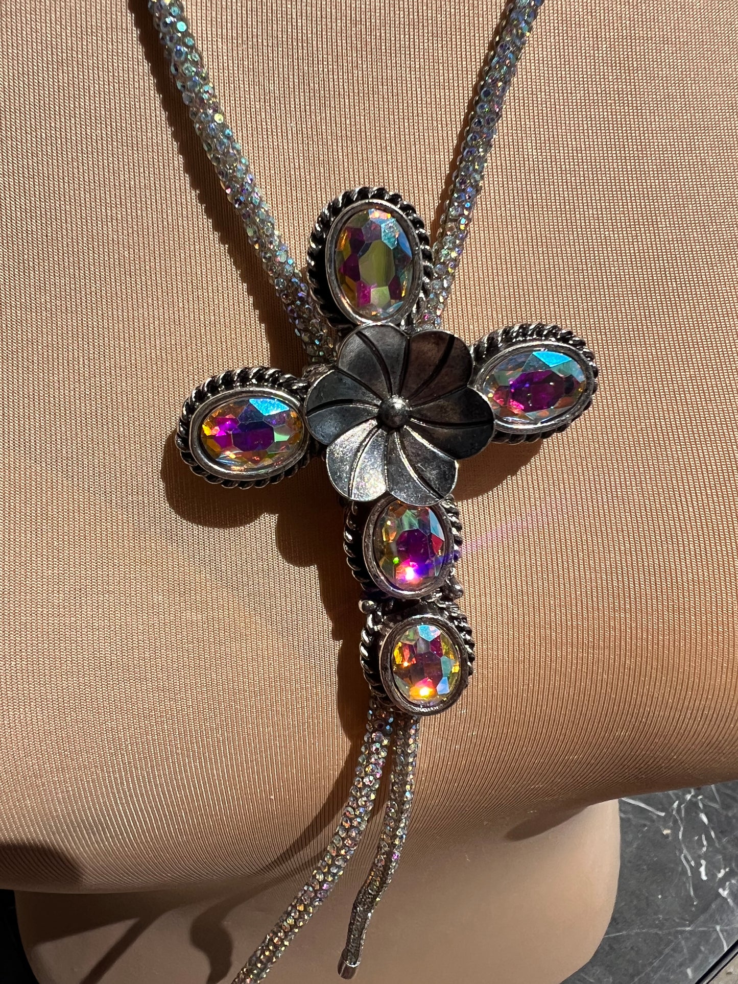 Cross Boho Cowgirl Rhinestone Bolo