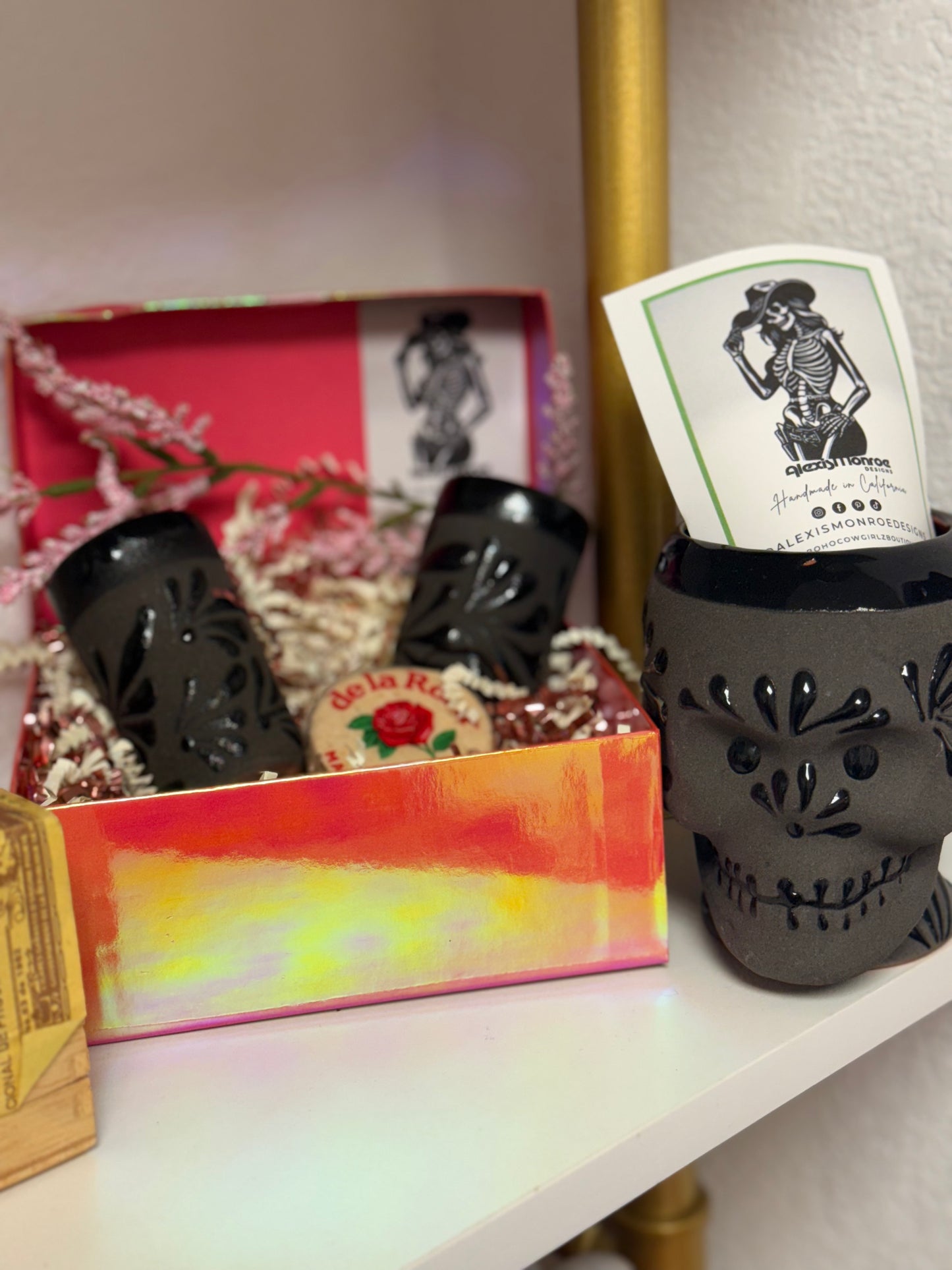 Matt Black Talavera Shot Glasses Set of 2