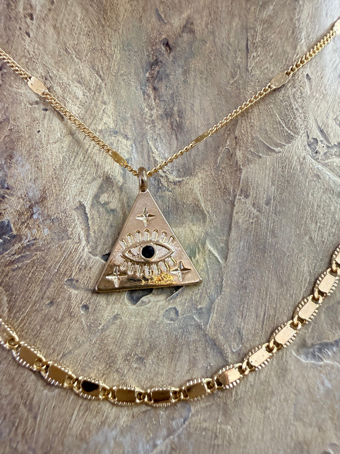 Pyramid Evil Eye Layered Necklace