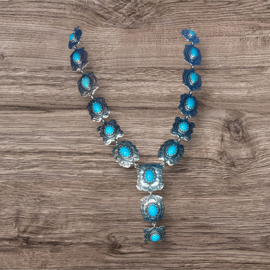 Etched Turquoise Concho Chain