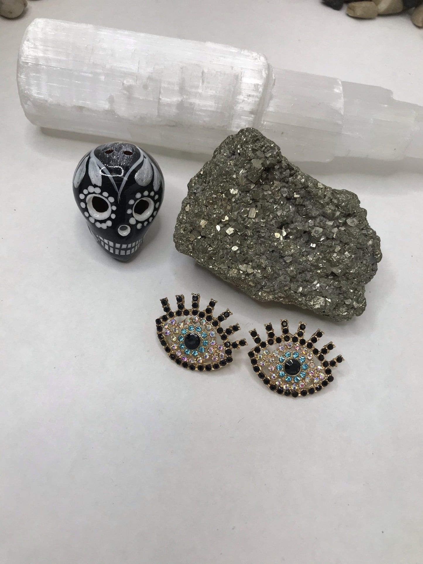 Evil Eye Rhinestone Earring Block Negative Energy Good luck Bracelet Evil Eye Protection - Boho Cowgirlz Boutique