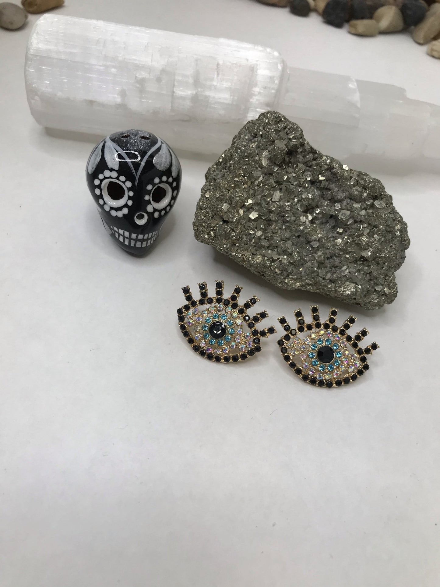 Evil Eye Rhinestone Earring Block Negative Energy Good luck Bracelet Evil Eye Protection - Boho Cowgirlz Boutique