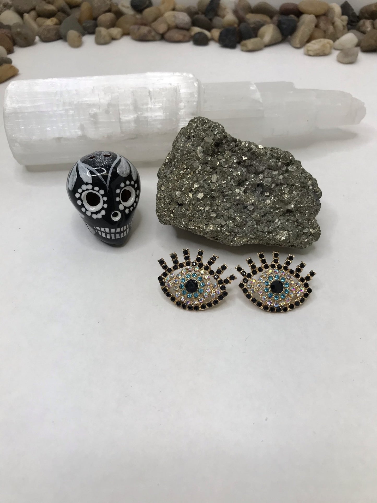 Evil Eye Rhinestone Earring Block Negative Energy Good luck Bracelet Evil Eye Protection - Boho Cowgirlz Boutique