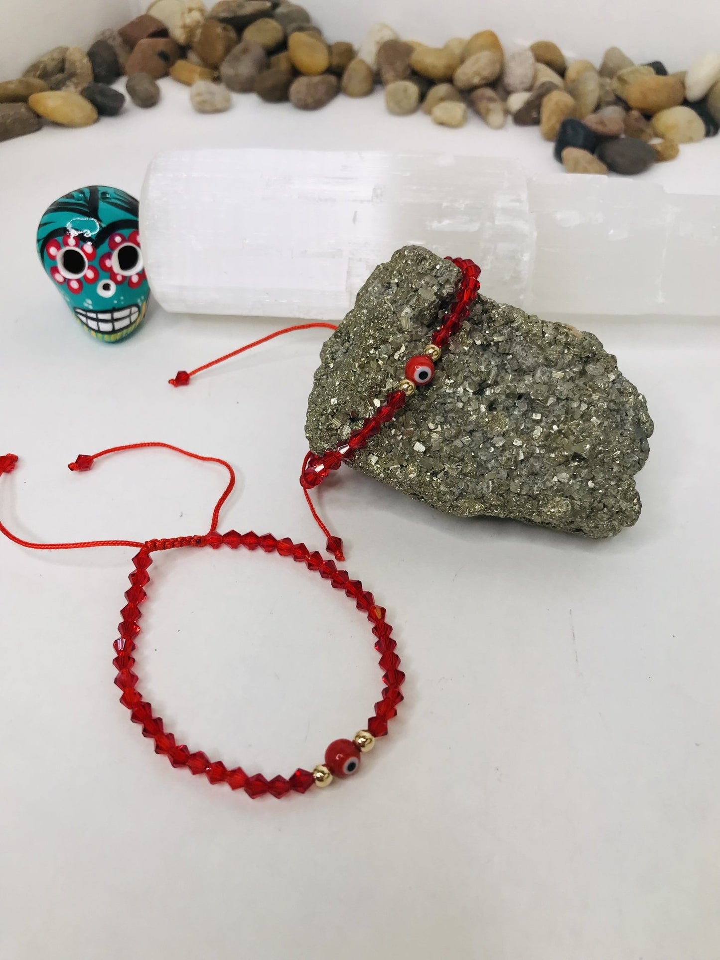 Glass Red Evil Eye String Bracelet Men or Woman Block Negative Energy Black String Macrame Adjustable Good luck Bracelet Evil Eye Protection - Boho Cowgirlz Boutique