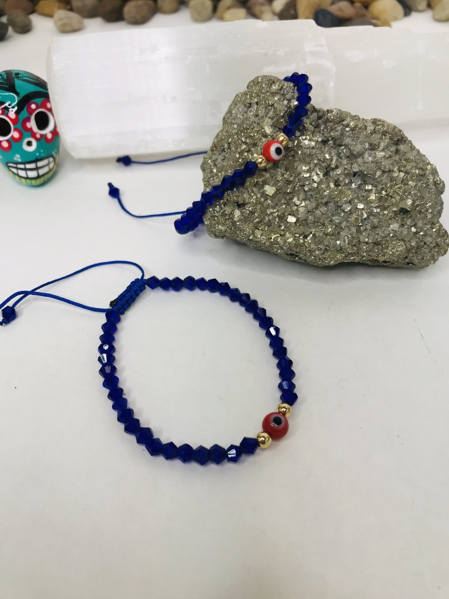 Glass Red Evil Eye String Bracelet Men or Woman Block Negative Energy Black String Macrame Adjustable Good luck Bracelet Evil Eye Protection - Boho Cowgirlz Boutique