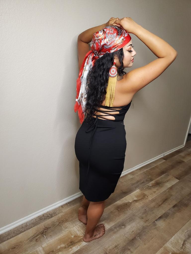 Head Wrap “Coastal Ruby” 35" Silk feel Bandana - Boho Cowgirlz Boutique