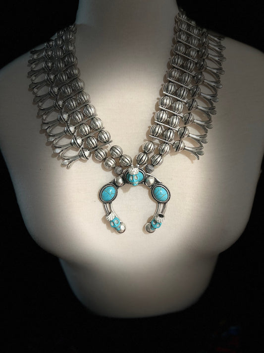 Calavera Essence Squash Blossom Necklace