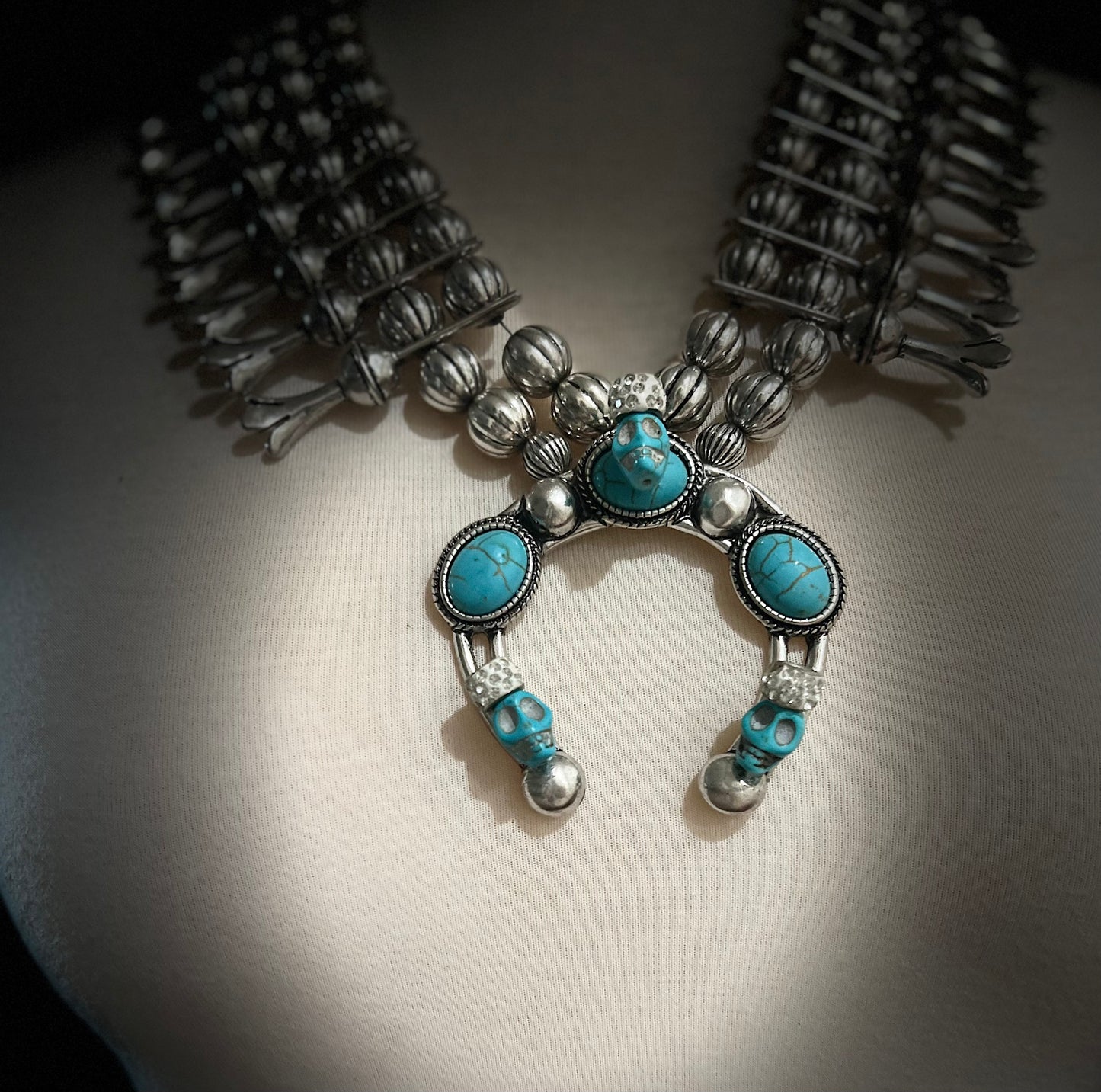 Calavera Essence Squash Blossom Necklace