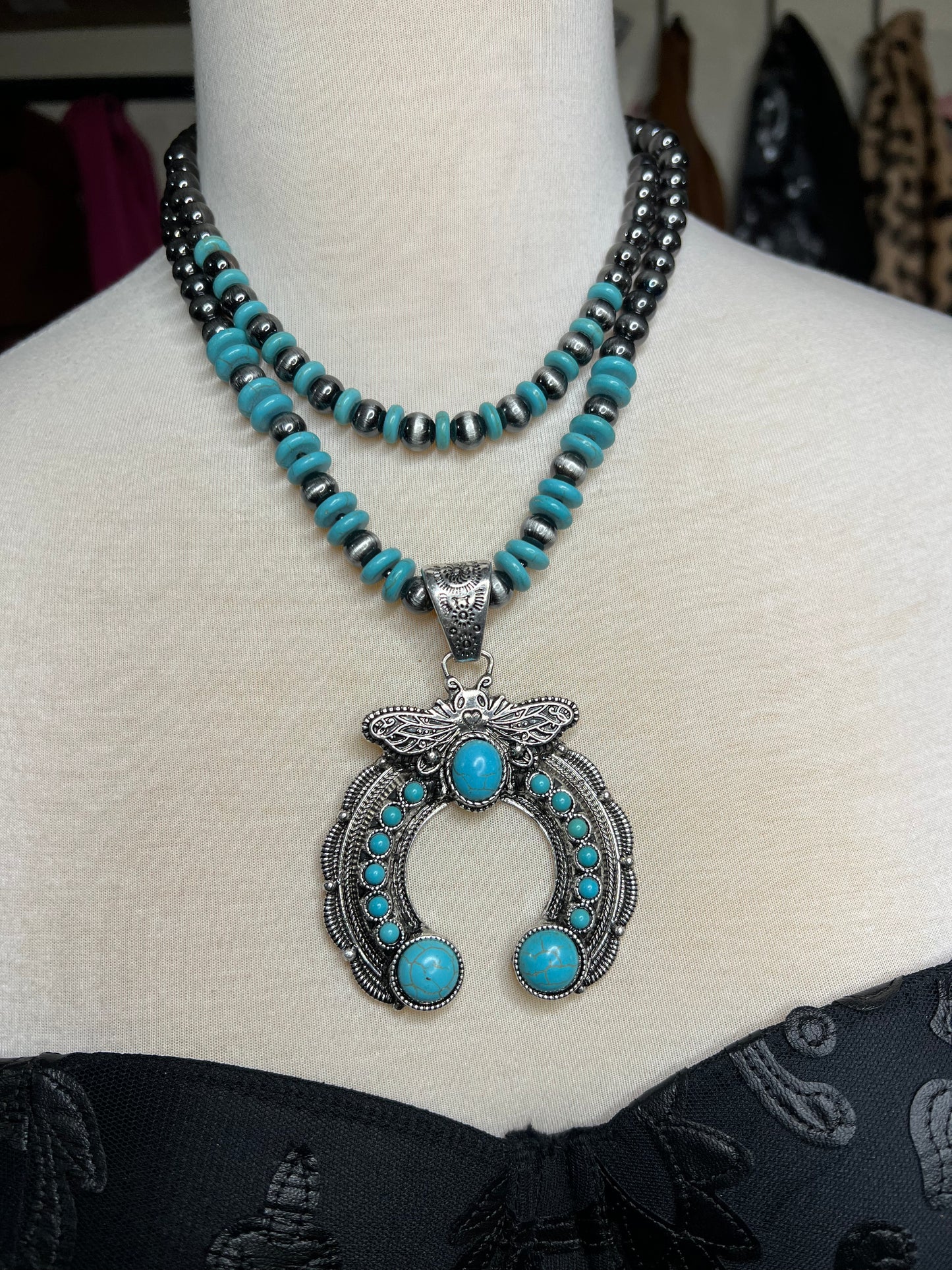 Squash Blossom Butterfly Necklace