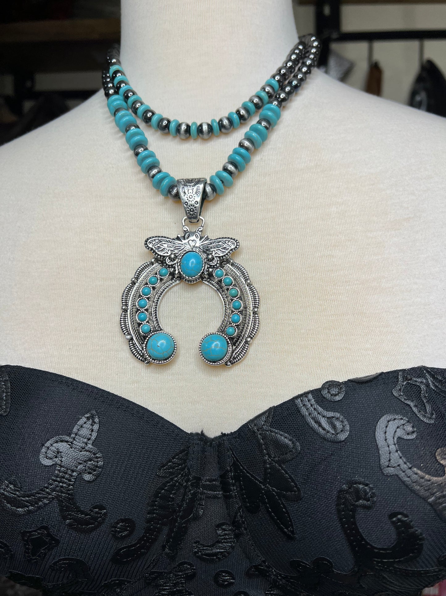 Squash Blossom Butterfly Necklace