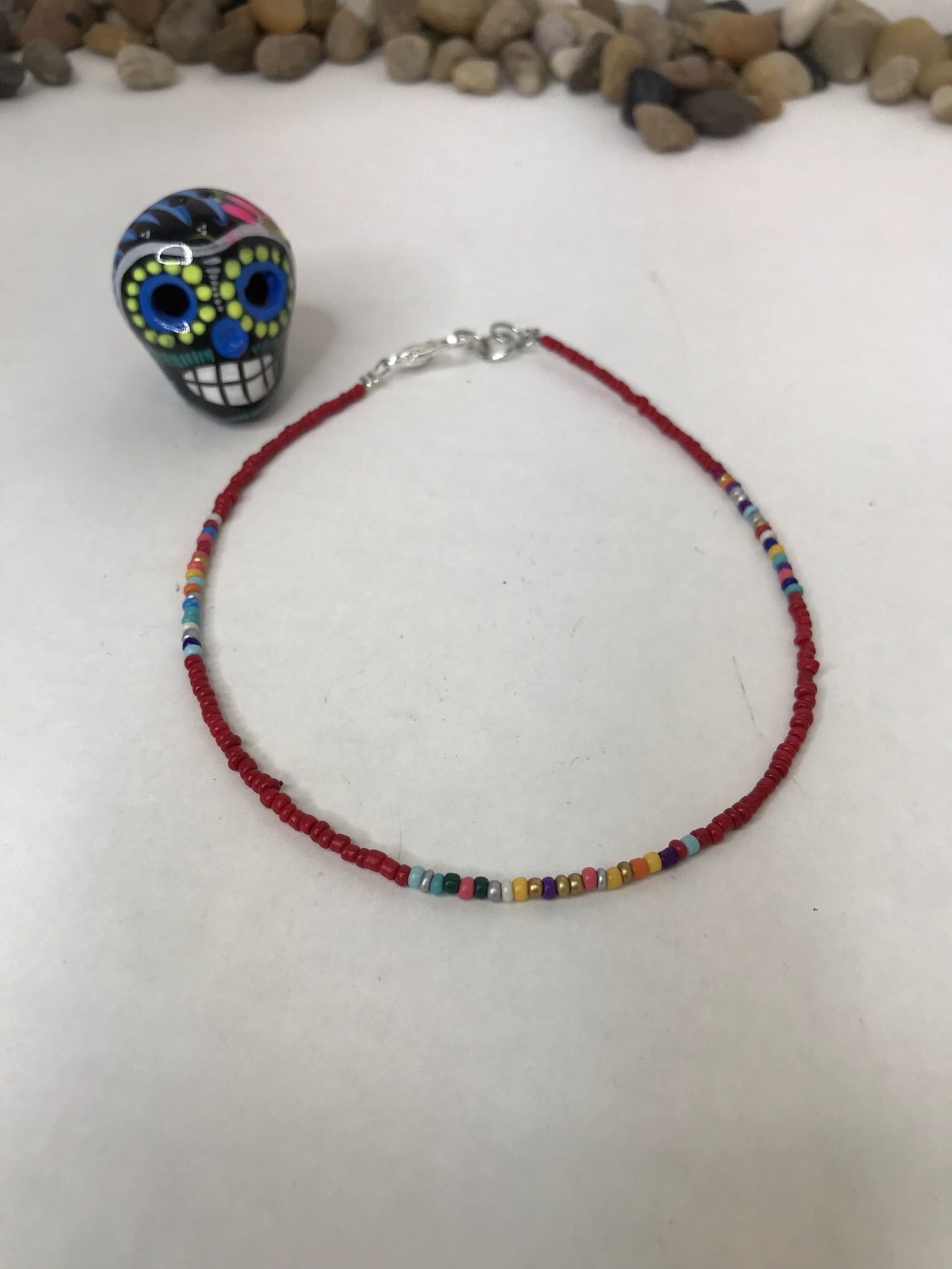 Serape Beaded Red Choker Necklace, Beaded Choker - Boho Cowgirlz Boutique