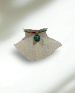Serape Turquoise Pendant Beaded Choker Set - ALEXISMONROE DESIGNS