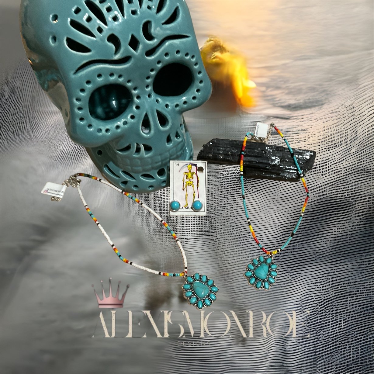 Serape White Beaded Choker - ALEXISMONROE DESIGNS