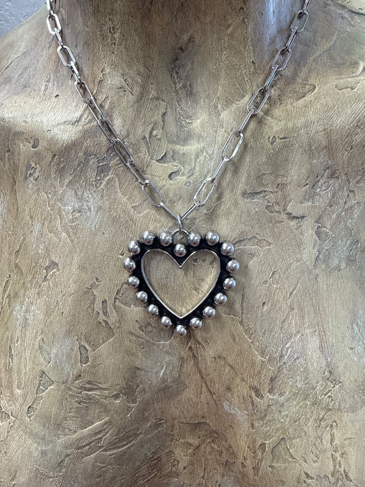 Open Heart Bubble Heart Pendant