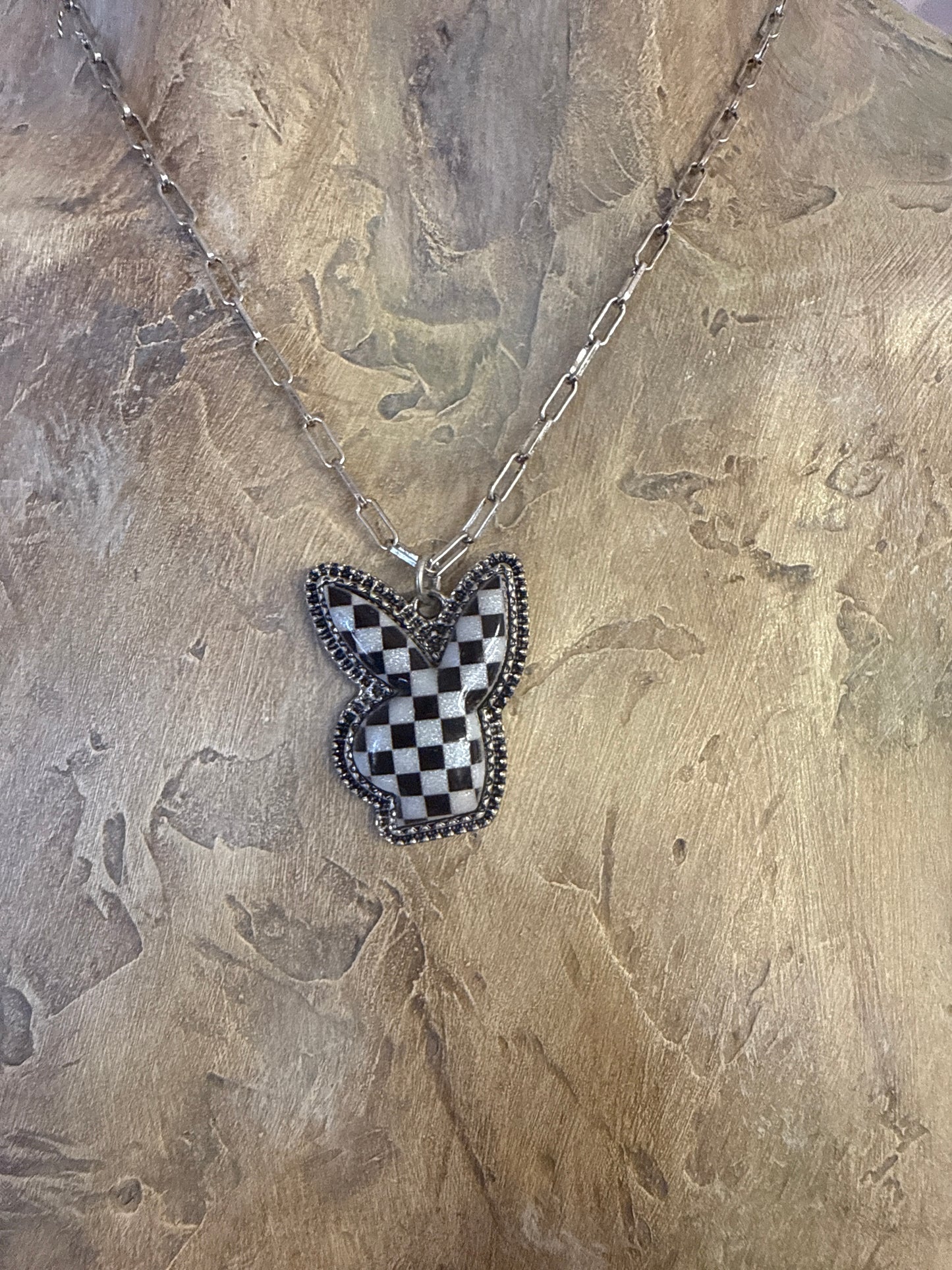 Checkerd Bunny Necklace