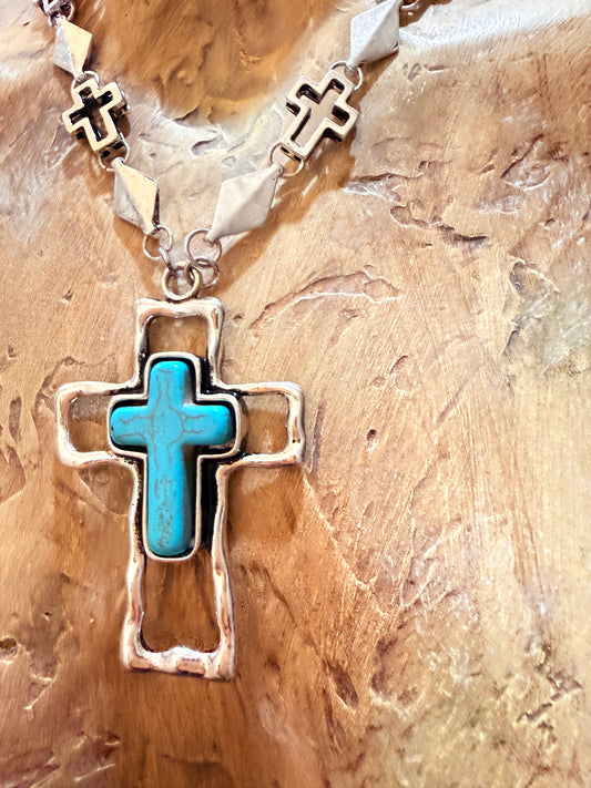 Rustic Turquoise Cross