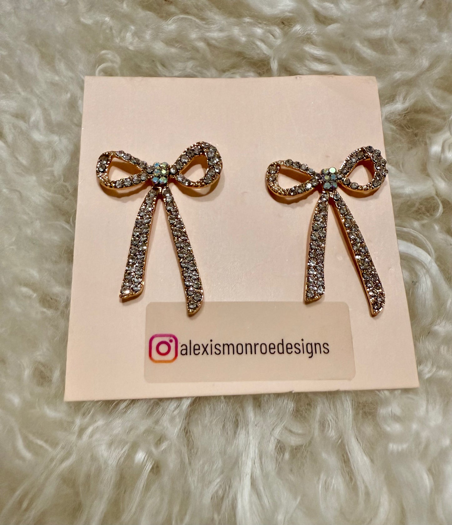 Rhinestone Bow Drop Earrings