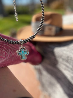 Gorgeous as You Turquoise Cross Pendant Necklace