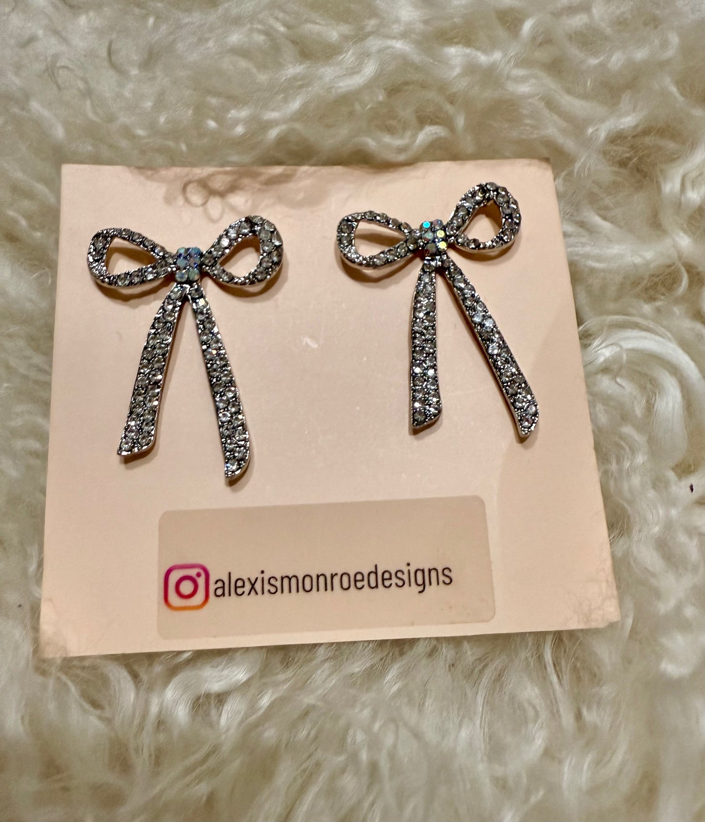 Rhinestone Bow Drop Earrings