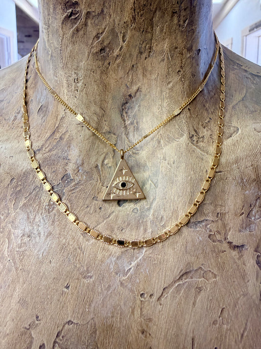 Pyramid Evil Eye Layered Necklace