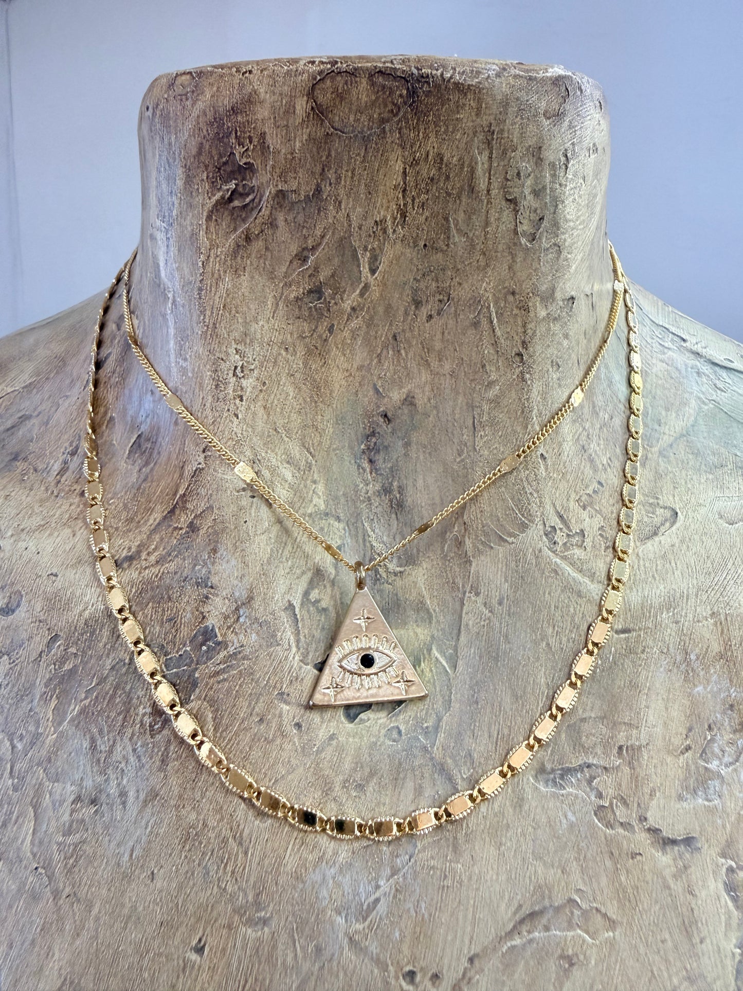 Pyramid Evil Eye Layered Necklace