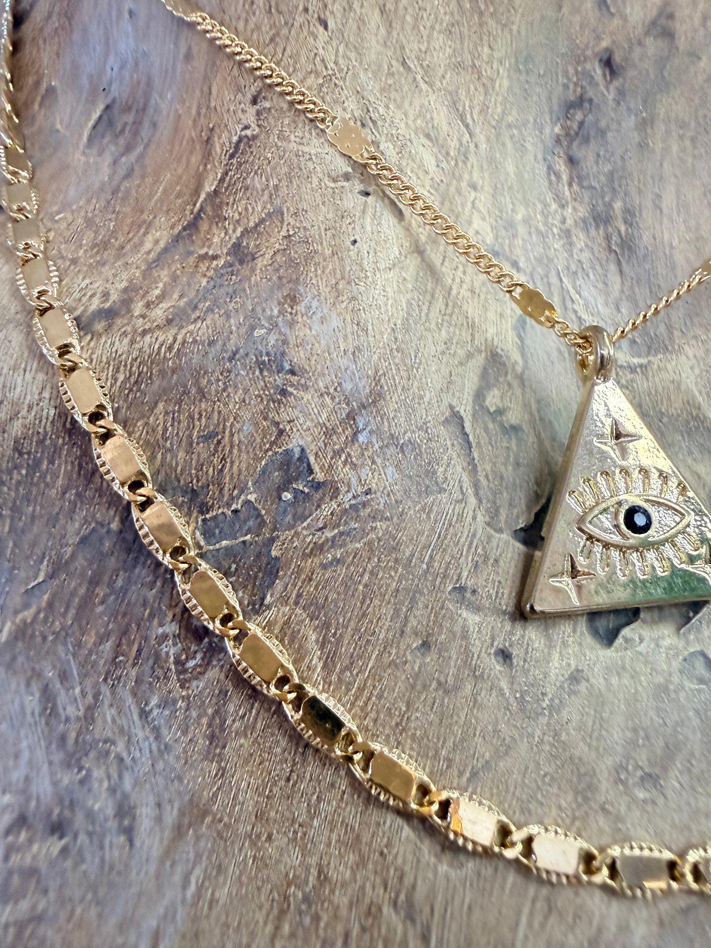 Pyramid Evil Eye Layered Necklace