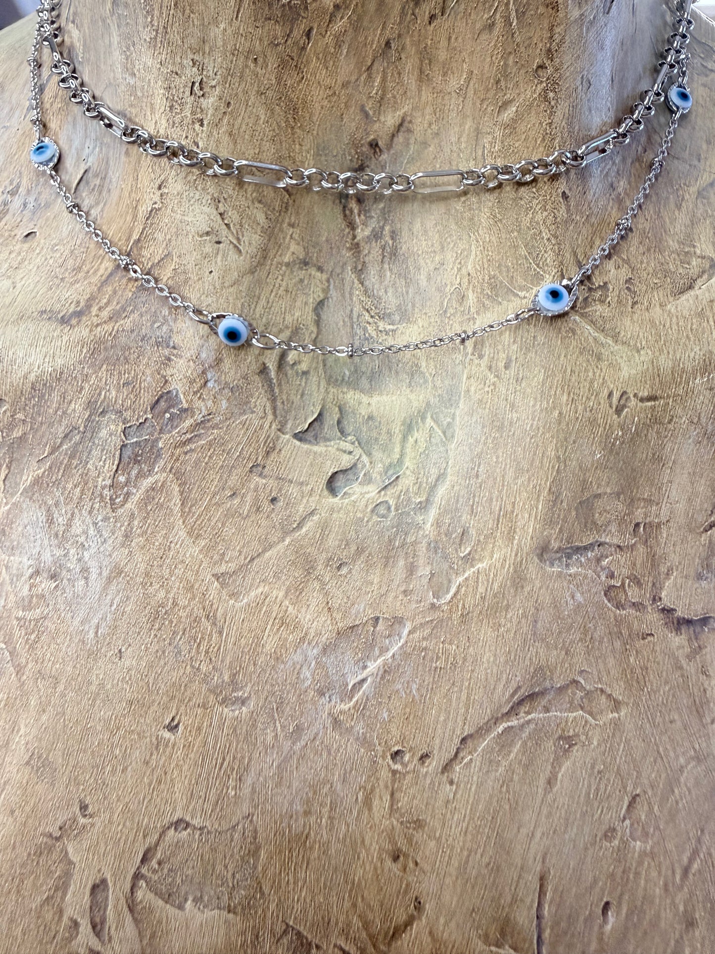 Dainty Evil Eye layered Necklace