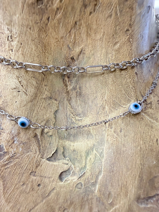 Dainty Evil Eye layered Necklace