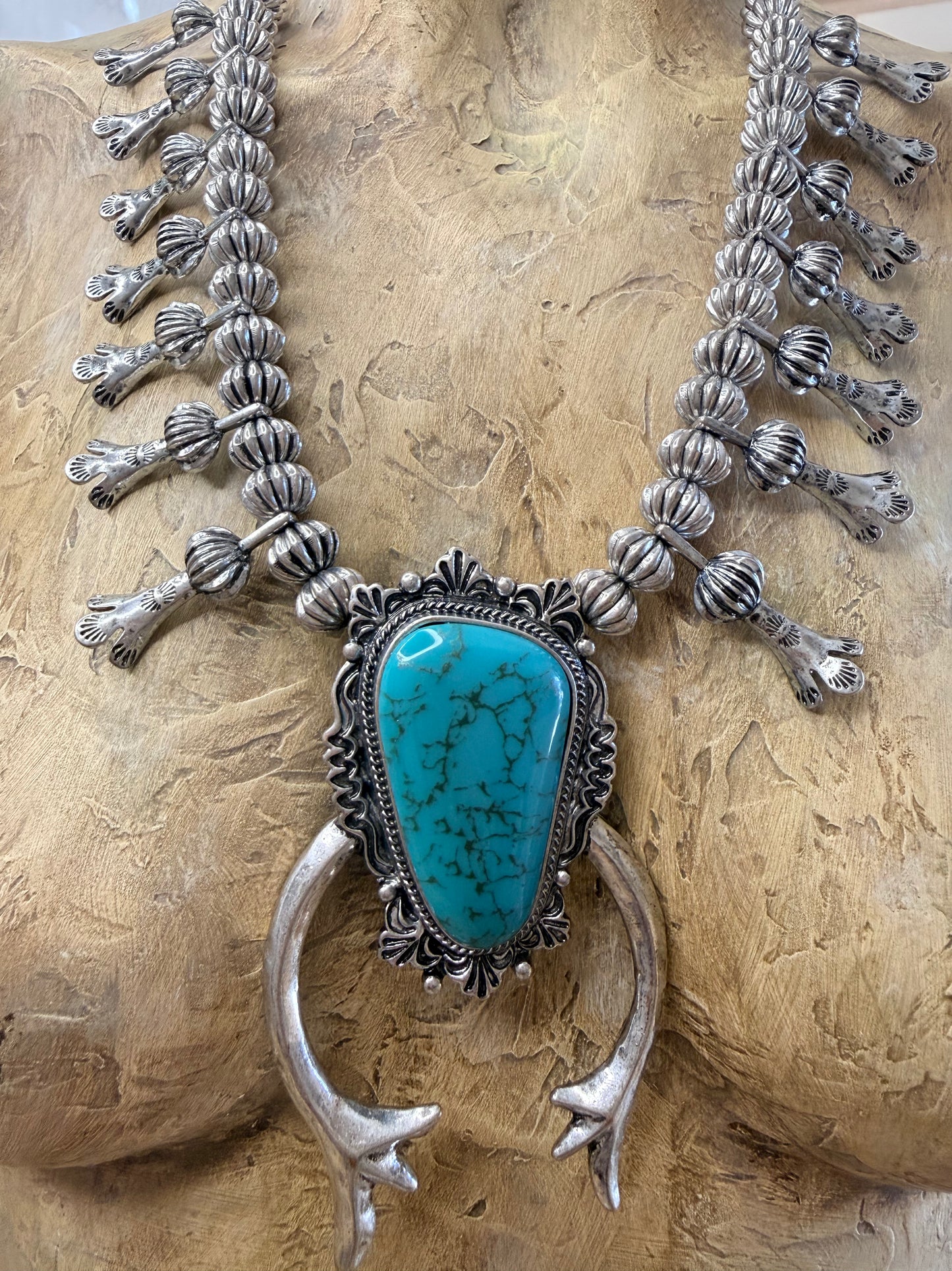 Boho Squash Blossom Statement Necklace