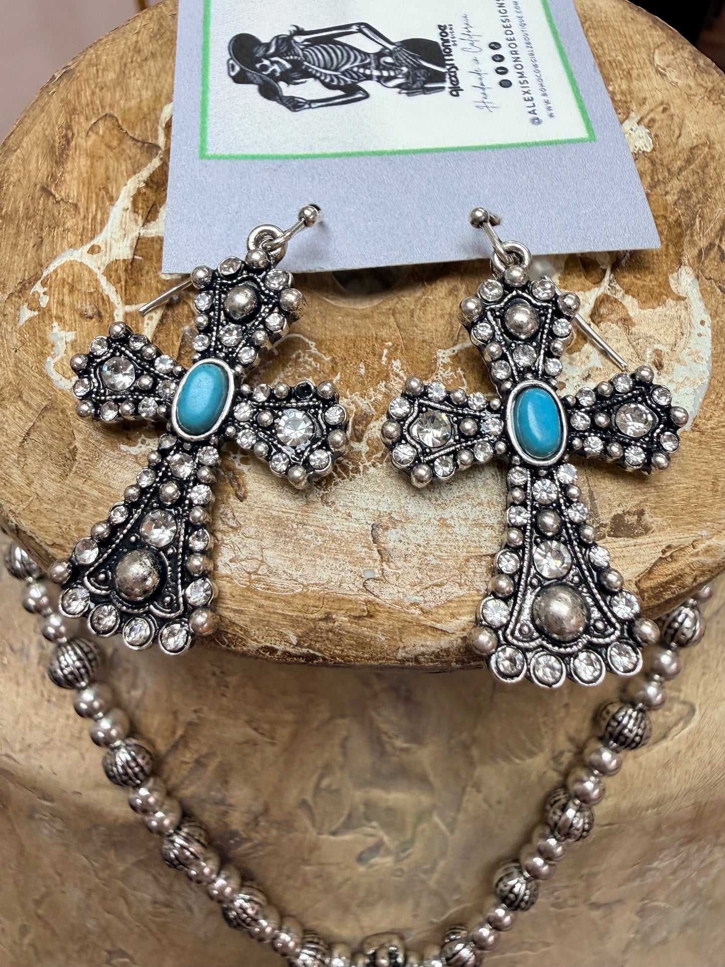 Western Turquoise Cross Pendant Necklace