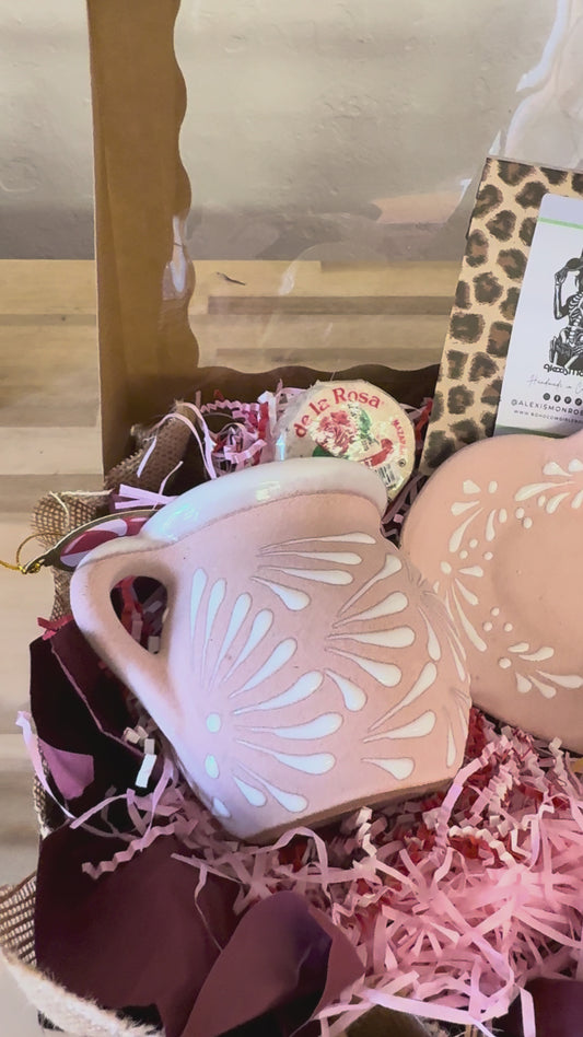 Cielito Lindo Pink Talavera Mug and Heart Shape Plate