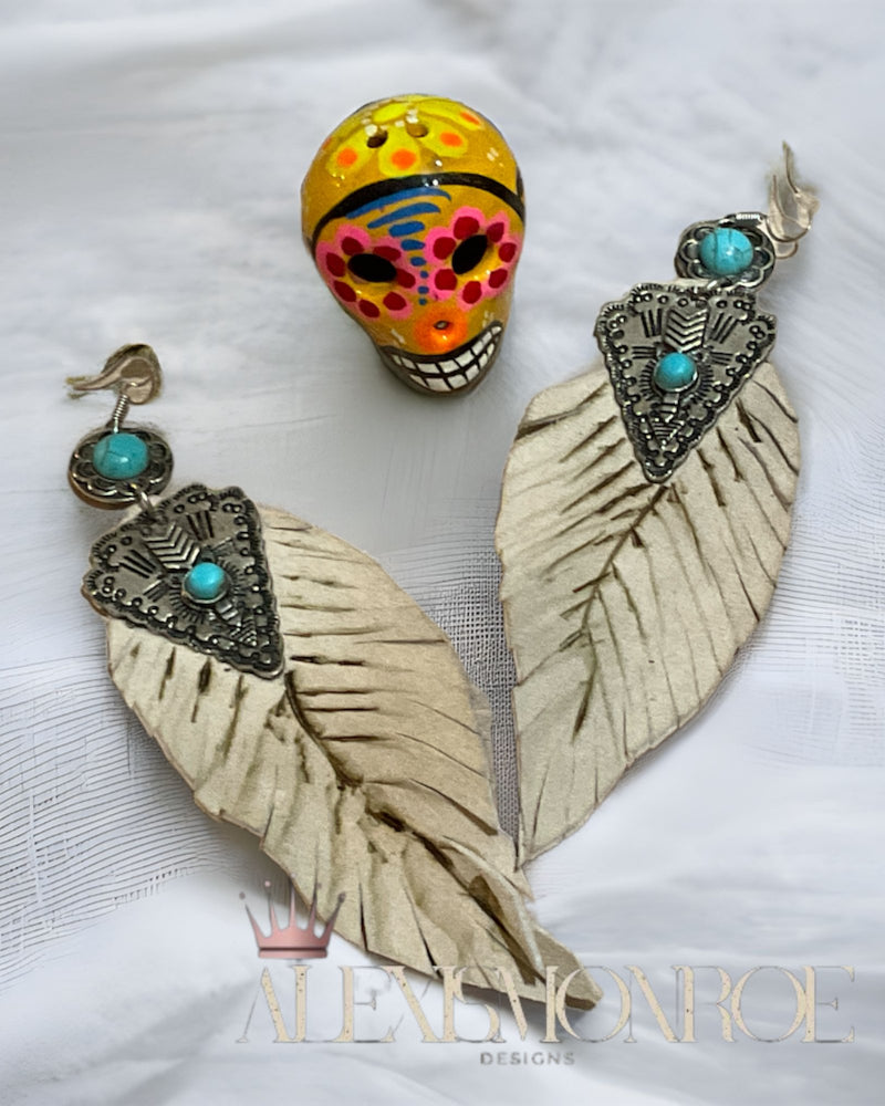 Aztec sword leather earring - ALEXISMONROE DESIGNS
