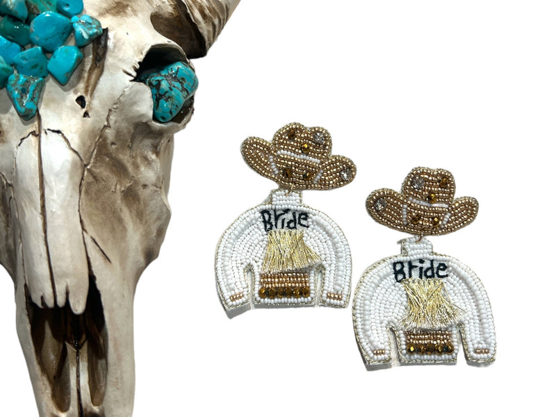 BRIDE Beaded Cowgirl Jacket & Hat Earring - ALEXISMONROE DESIGNS