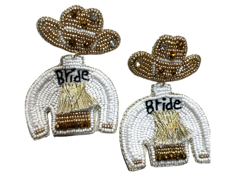 BRIDE Beaded Cowgirl Jacket & Hat Earring - ALEXISMONROE DESIGNS