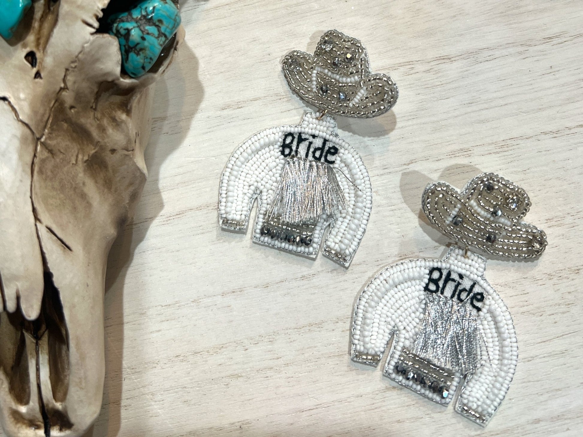 BRIDE Beaded Cowgirl Jacket & Silver Hat Earring - ALEXISMONROE DESIGNS