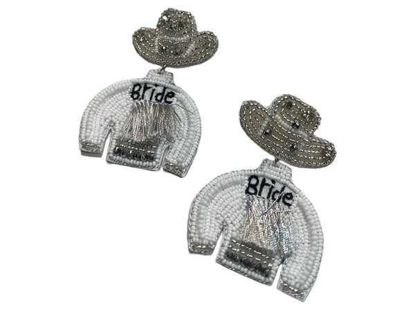 BRIDE Beaded Cowgirl Jacket & Silver Hat Earring - ALEXISMONROE DESIGNS