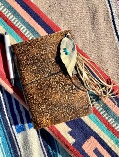 Chasing Dreams Leather Journal, Genuine Leather Journal Notebook, Unlined Pages, Handmade Leather Bound Daily Sketch Note Pad - Boho Cowgirlz Boutique