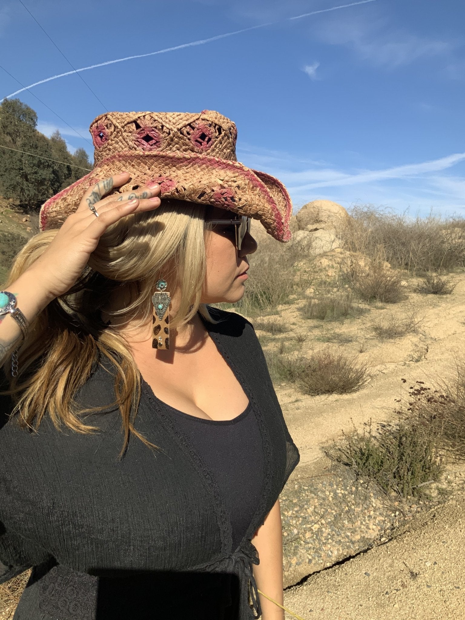 Cheetah Genuine Leather Earring ,Aztec Leather Earring, Leather Jewelry - Boho Cowgirlz Boutique