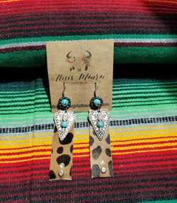 Cheetah Genuine Leather Earring ,Aztec Leather Earring, Leather Jewelry - Boho Cowgirlz Boutique