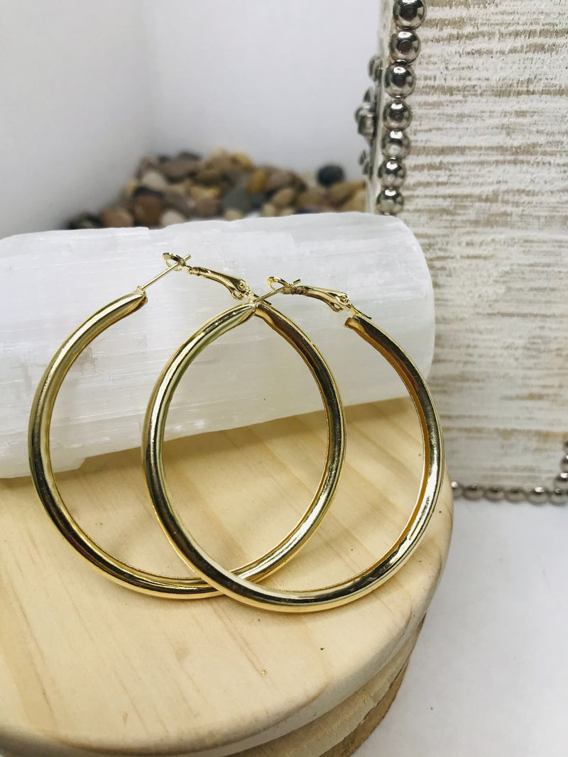 Classic Hoop Earring, Plated Stainless Steel Rounded Tube Hoop Earrings - Boho Cowgirlz Boutique