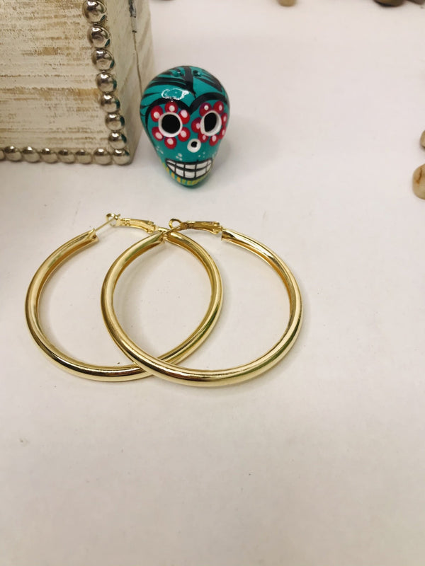 Classic Hoop Earring, Plated Stainless Steel Rounded Tube Hoop Earrings - Boho Cowgirlz Boutique
