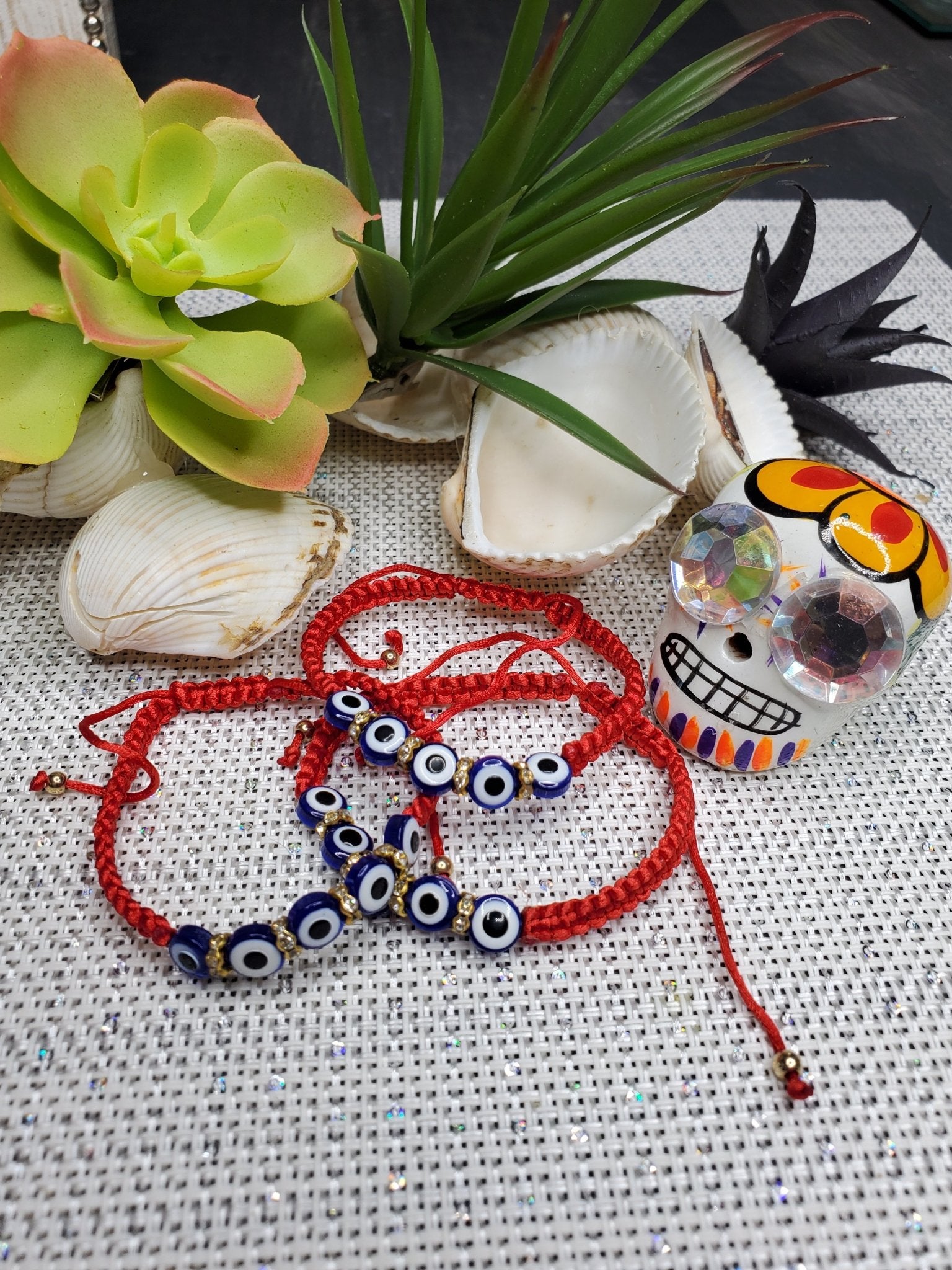 Evil Eye Bracelet Men or Woman Block Negative Energy Red String Macrame Adjustable Good luck Bracelet Evil Eye Protection - Boho Cowgirlz Boutique