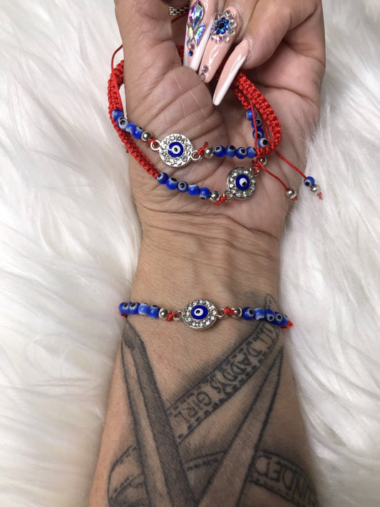 Evil Eye Bracelet Men or Woman Block Negative Energy Red String Macrame Adjustable Good luck Bracelet Evil Eye Protection - Boho Cowgirlz Boutique