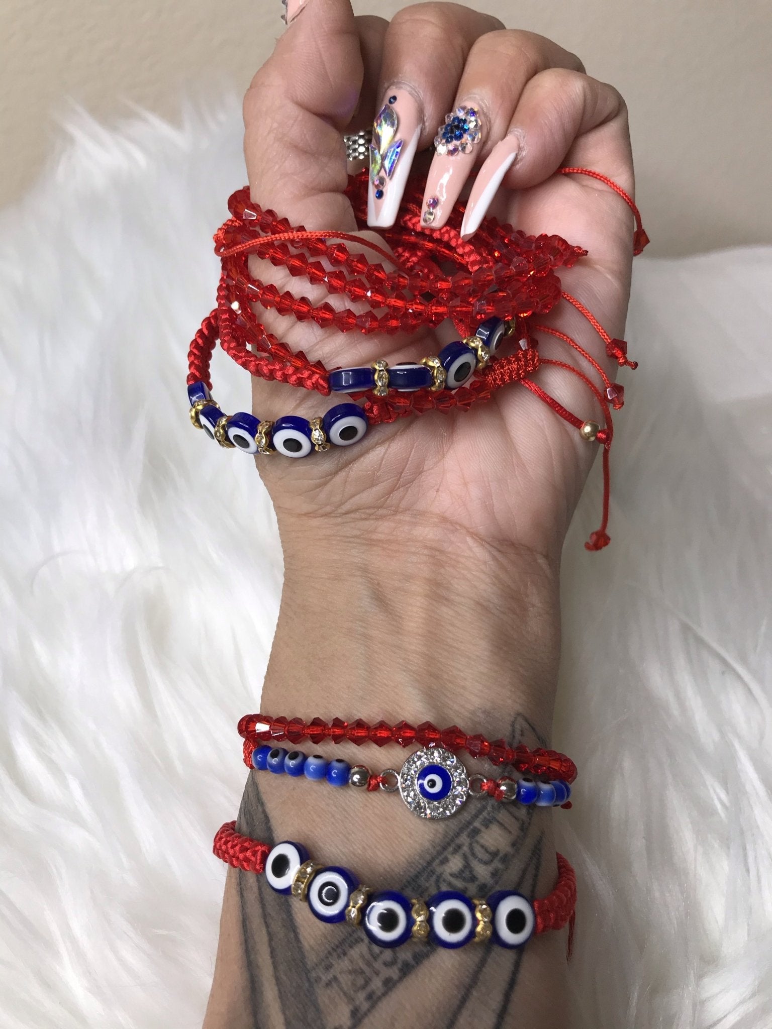 Evil Eye Bracelet Men or Woman Block Negative Energy Red String Macrame Adjustable Good luck Bracelet Evil Eye Protection - Boho Cowgirlz Boutique