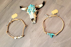 Gypsy Soul Turquoise Choker, Leather Choker, Leather Necklace, Turquoise Choker, Leather Jewelry - Boho Cowgirlz Boutique