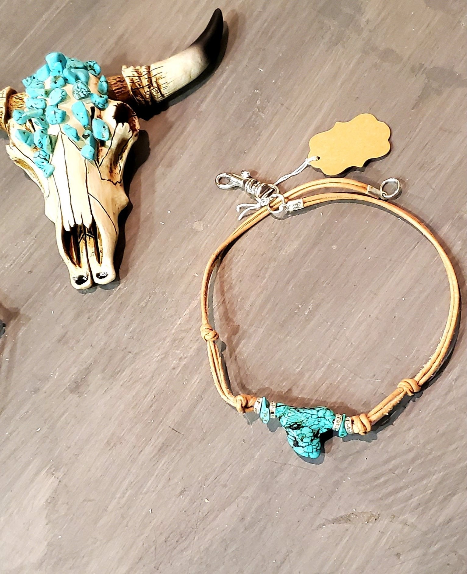 Gypsy Soul Turquoise Choker, Leather Choker, Leather Necklace, Turquoise Choker, Leather Jewelry - Boho Cowgirlz Boutique