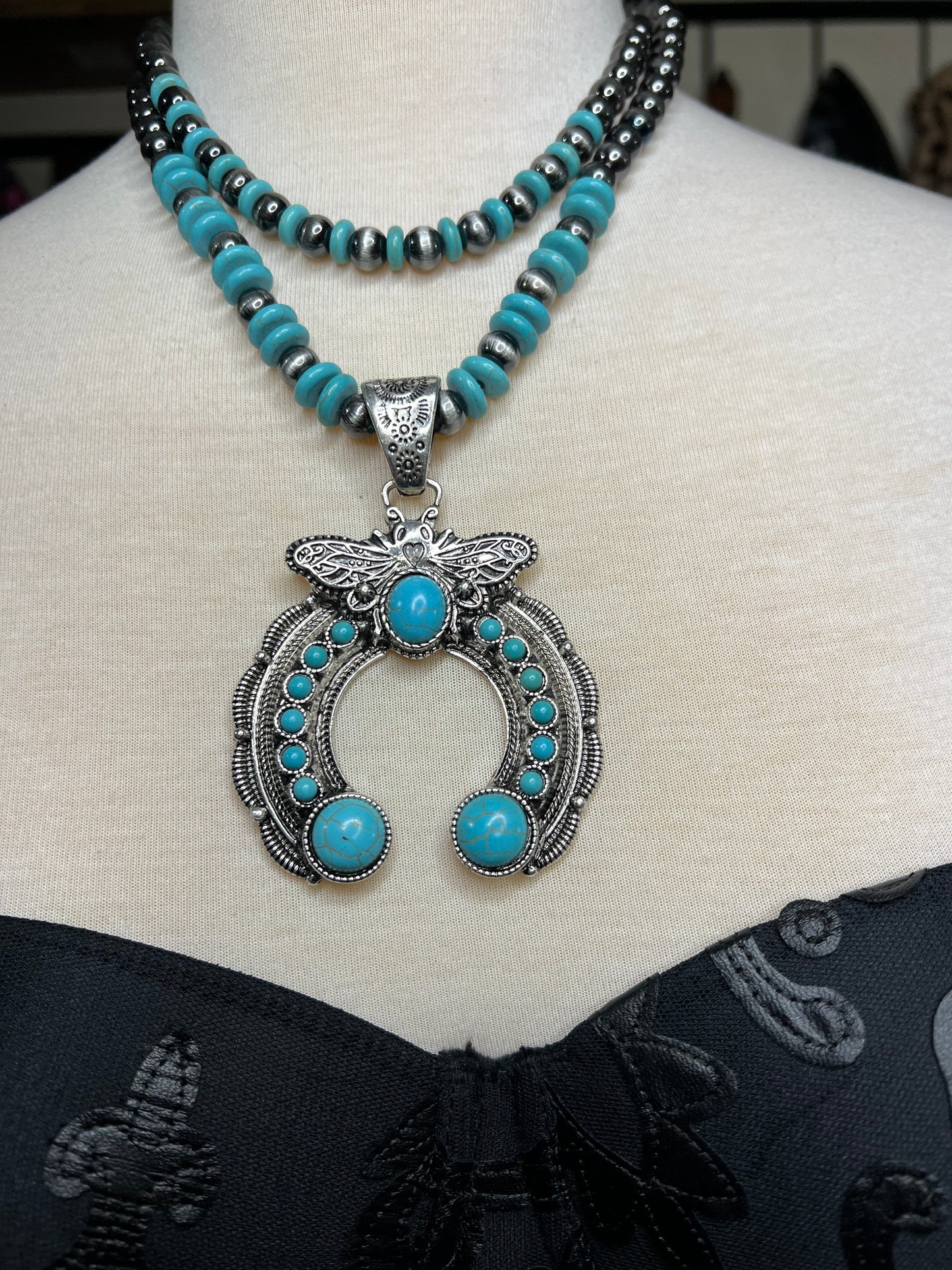 Squash Blossom Butterfly Necklace