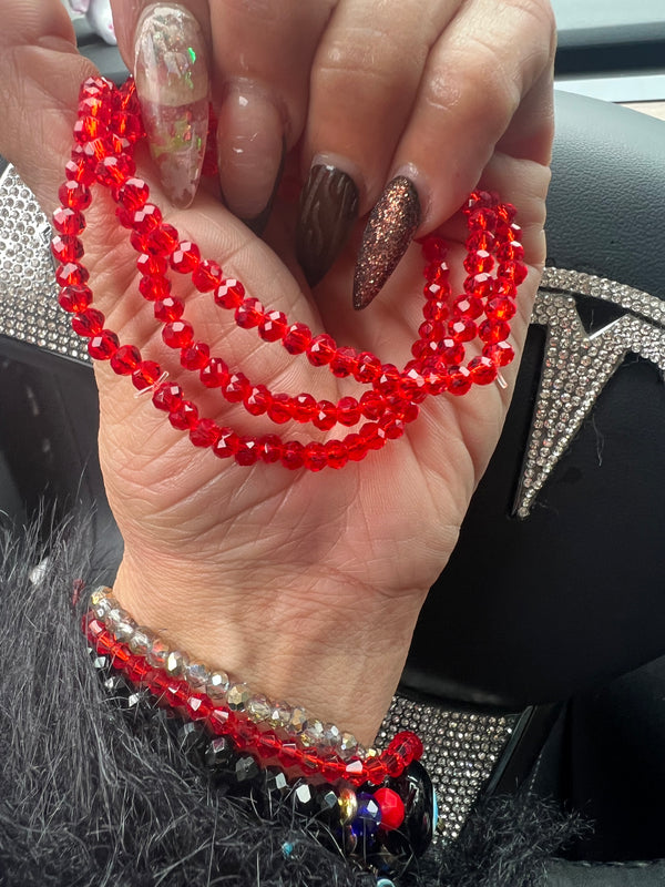Glass Dainty Red Adjustable Bracelet