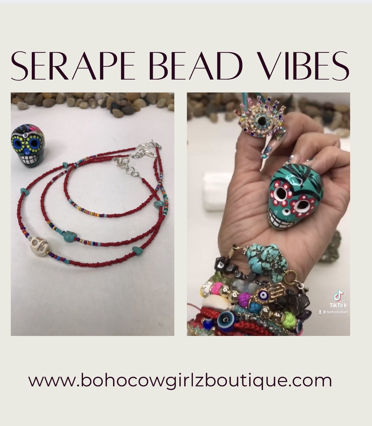 Kalavera Red Serape Beaded Choker Necklace, Beaded Choker - Boho Cowgirlz Boutique